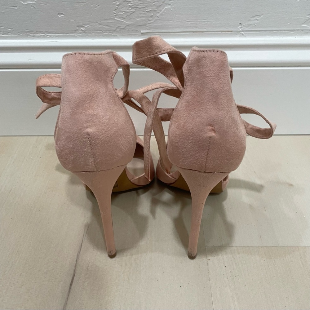 Forever 21 Heels Pointed Toe Wrap Around Ankle Tie Women's 7 Baby Pink Blush - Picture 9 of 15